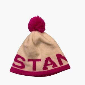 Stanton Kids Pink White Beanie Ski Cap Hat Pom Austria Winter Skiing Snowboard